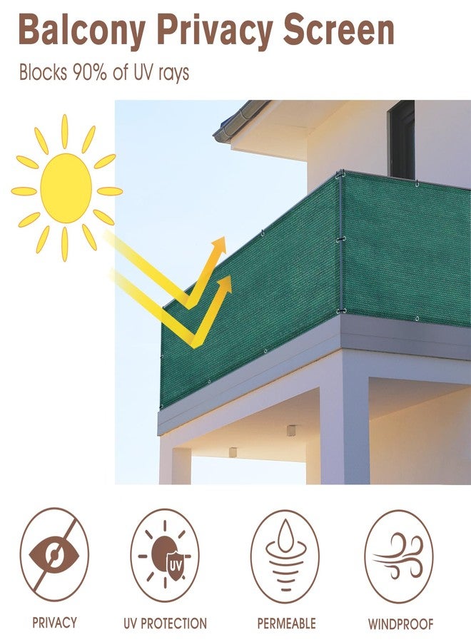 SUNNY GUARD 3'x10' Dark Green Balcony Privacy Screen Fence, Apartments Deck Railing Screen, Heavy Duty Wind Screen for Outdoor,Backyard,Patio,Deck Privacy（We Make Custom Sizes） - Image 2
